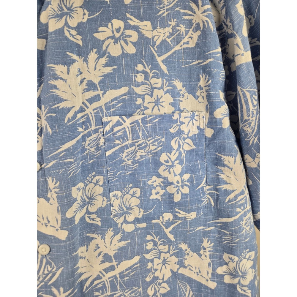 Izod Saltwater Relaxed Classics Mens XXL Blue Tropical Sailboat‎ Cotton Shirt - Picture 9 of 12
